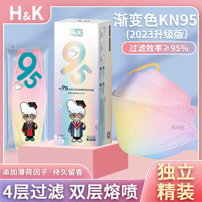 HK渐变色kn95口罩3d立体