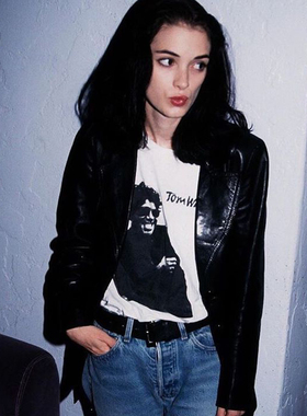 Tom Waits纯棉白色短袖T恤薇诺娜瑞德同款男女宽松夏上衣