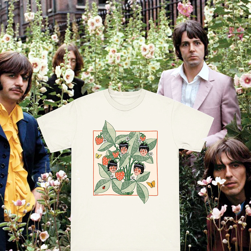 短袖可爱中等插画纯棉男女摇滚