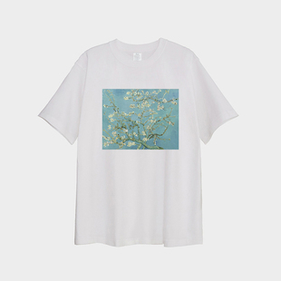 t恤纯棉男女梵高白T恤van 透气短袖 gogh 印花油画t恤宽松圆领 夏季