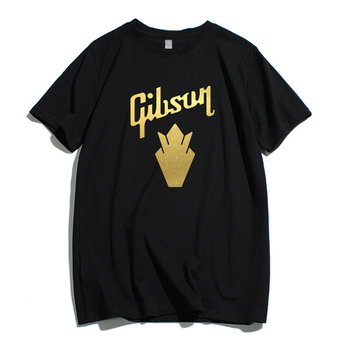 gibson 吉他印花t恤短袖宽松纯棉圆领金色logo夏季