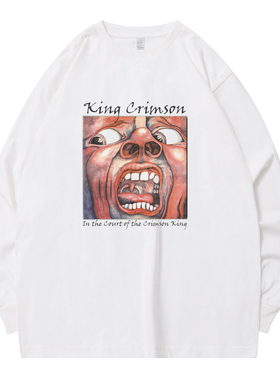 摇滚乐队King Crimson克里姆森国王印花长袖T恤宽松纯棉男女同款