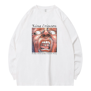 摇滚乐队King Crimson克里姆森国王印花长袖T恤宽松纯棉男女同款