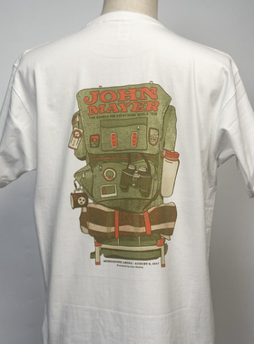 john mayer  tour2017巡演印花短袖T恤宽松纯棉男女款白色