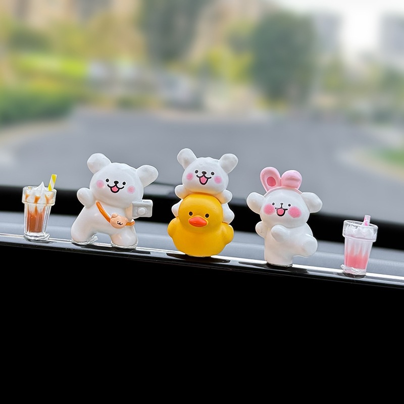 汽车中控台屏幕摆件可爱线条小狗