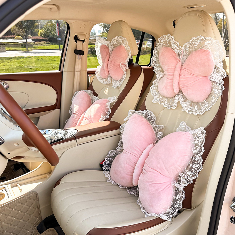 汽车头枕护颈枕车载腰靠蝴蝶结女