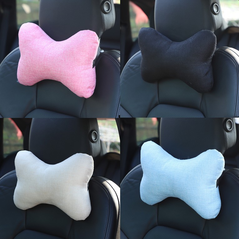 夏季汽车头枕靠枕颈枕车用护颈枕四季通J用仿亚麻车内通用头枕一