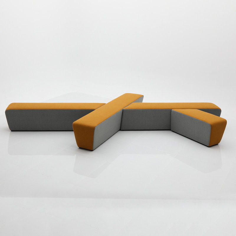 现代简约L型转角沙发多人位布艺不规则长条沙发办公大厅异形沙发