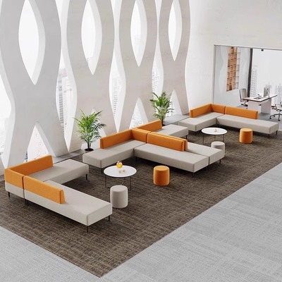 办公洽谈转角沙发创意简约休息接待区休闲直排沙发静音房卡座沙发