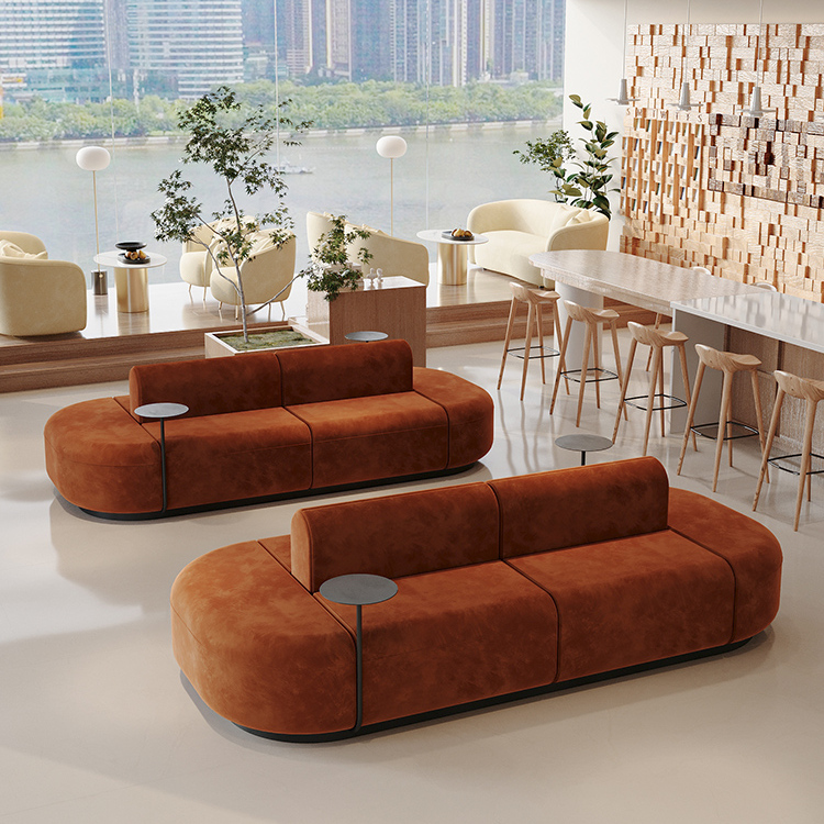 酒店大堂休息区休闲沙发美容院接待沙发公司大厅双面卡座沙发组合