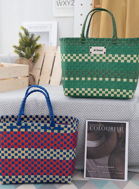 Mstand家同款编织包咖啡女包时尚大容量托特包逛街通勤手提菜篮子