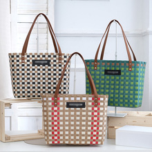 【现货】泰国网红同款菜篮子编织包女复古手提包夏季拼色通勤女包