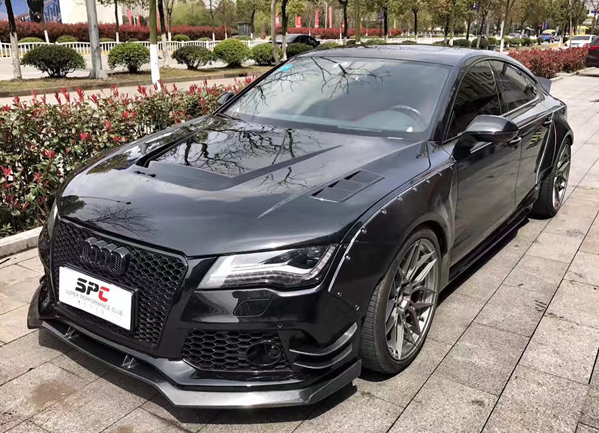 适用于奥迪a7改rs7改装宽体小包围 奥迪a7改装宽体轮眉前后唇尾翼