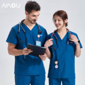 南欧鱼洗手衣女短袖 刷手服手术室工作服男美容院制服牙科口腔长袖