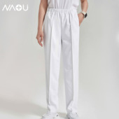 牙科口腔夏季 南欧鱼防静电白色护士裤 制服套装 子女医生裤 护士服裤