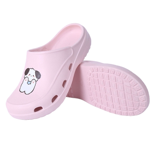 南欧鱼印花鞋卡通洞洞鞋防滑居家外出拖鞋女护士包头鞋医护工作鞋