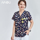 南欧鱼防静电印花洗手衣手术室工作服刷手服女短袖 牙科口腔服 套装