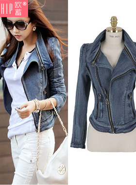 2025春季牛仔外套女短款显瘦修身弹力韩版机车长袖BF潮复古牛仔衣
