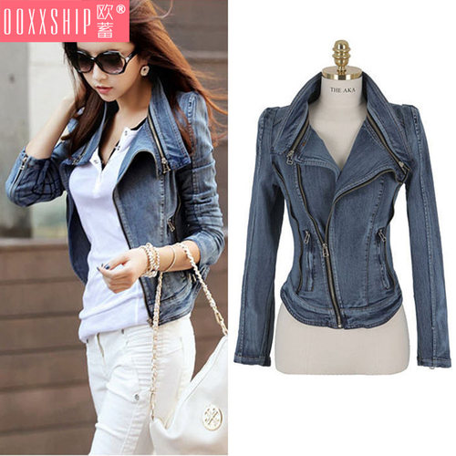 春季显瘦修身弹力复古牛仔外套