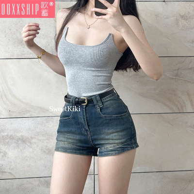 美式辣妹热裤阔腿牛仔超短裤