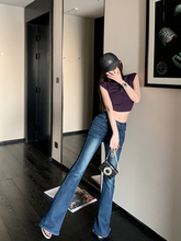 titi小姐姐【长腿生成器】好版型经典牛仔蓝长裤百搭中高腰喇叭裤