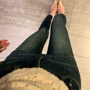 【美腿实录】秋季新款挺括质感复古磨白水洗蓝小脚牛仔裤铅笔裤