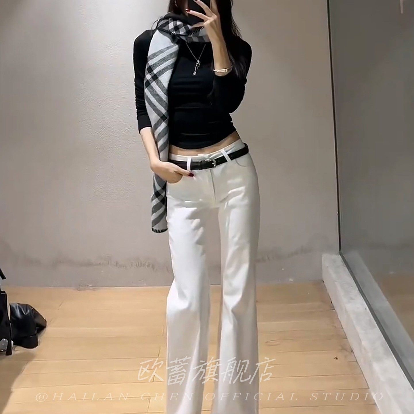 韩系春夏新款白色直筒不贴腿牛仔裤女高腰修身显瘦百搭微喇叭长裤,女装/女士精品,牛仔裤,淘宝优惠券,粉丝福利购,淘宝优惠卷