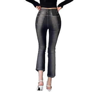 丰胯九分小微喇牛仔裤韩国2024秋季新款高腰修身显瘦小个子美胯裤