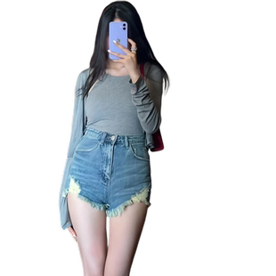 辣妹牛仔短裤女夏装2025新款复古高腰显瘦小众撕边百搭性感短热裤