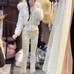 加绒加厚秋冬白色直筒牛仔裤女高腰修身显瘦显腿直百搭九分烟管裤