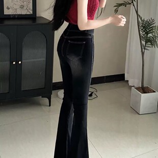 子女 微喇叭高腰长裤 韩系纯欲丰胯 逆天比例高腰大长腿丰胯牛仔裤