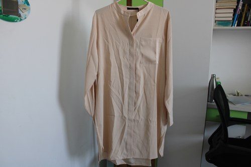 纯色雪纺小立领收腰拼接大码衬衫