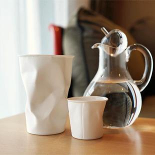 酒杯茶杯环保理念 褶皱薄胎瓷凉水杯 景德镇陶瓷折纸杯家用礼品