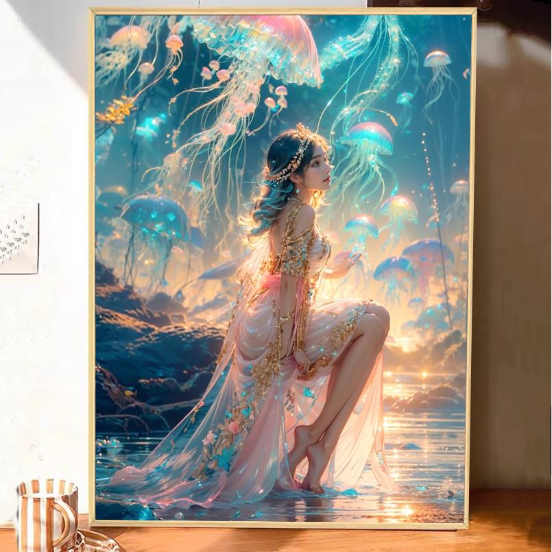 梦幻仙境钻石画满钻儿童卧室5d点贴钻十字绣2024新款卡通女孩简单