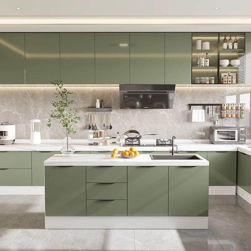 岩板实木橱柜大理石储物柜现代简约组装家用厨房灶台一体柜水盆柜