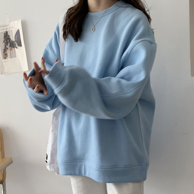 无帽套头卫衣女薄款外套慵懒上衣