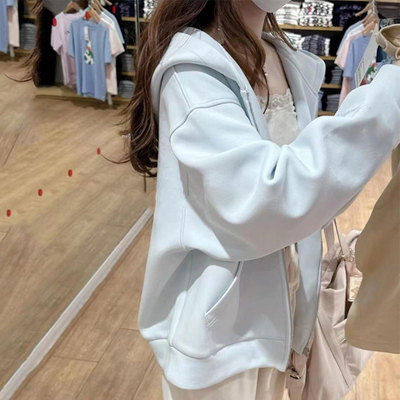 加绒加厚连帽卫衣宽松慵懒风外套