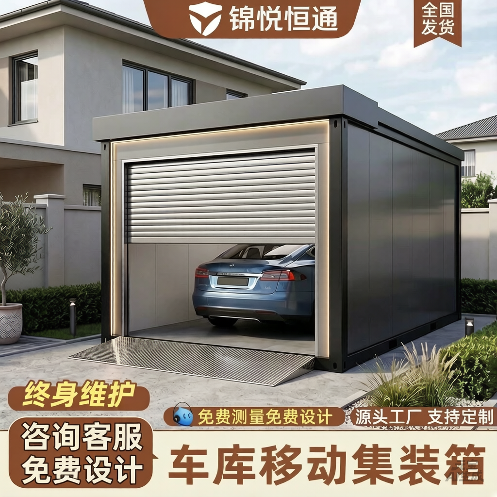车库集装箱活动板房快拼电动停车仓库厂家定制集成房屋可拆卸组装