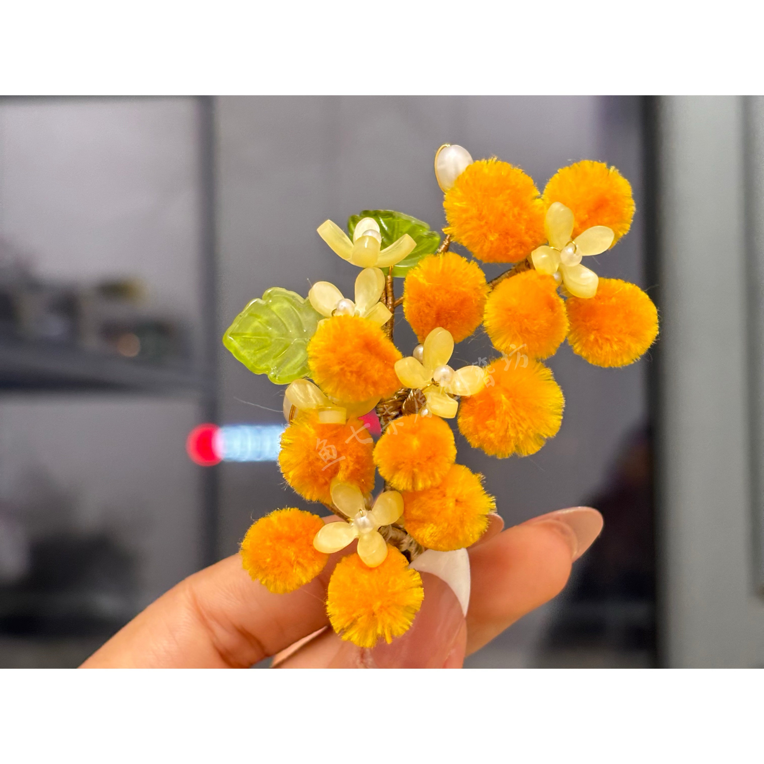 非遗绒花蚕丝真丝绒花桂花永夜星河凌妙妙同款桂花发簪