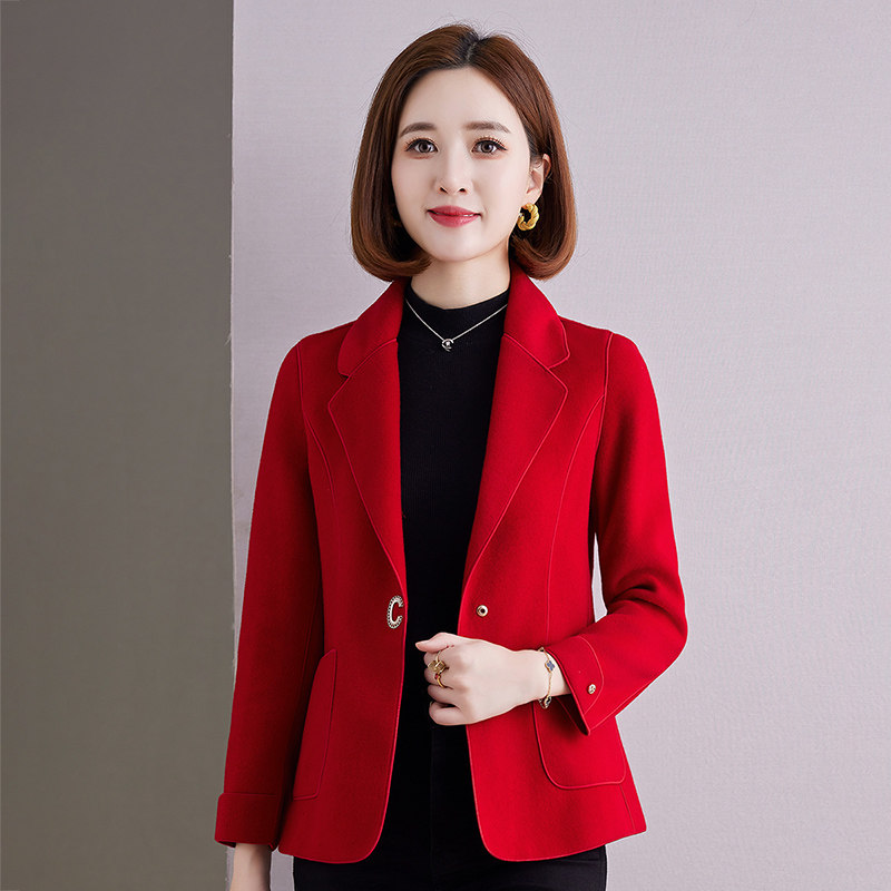 双面毛呢西装外套女2026秋冬新款中年妈妈高级感冬季羊毛呢子大衣