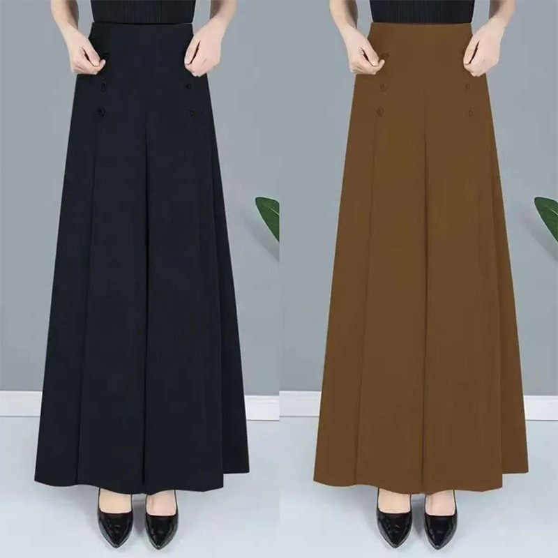 夏季薄款冰丝阔腿裙裤高腰宽松九分裤女士裤子垂感大摆裙阔腿裤