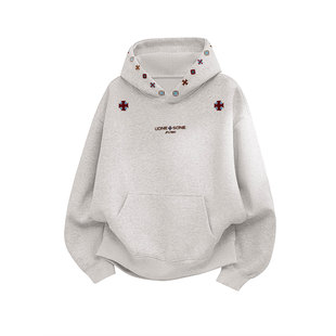 加绒加厚刺绣字母连帽秋冬2025新款 上衣 卫衣男女宽松青少年情侣装