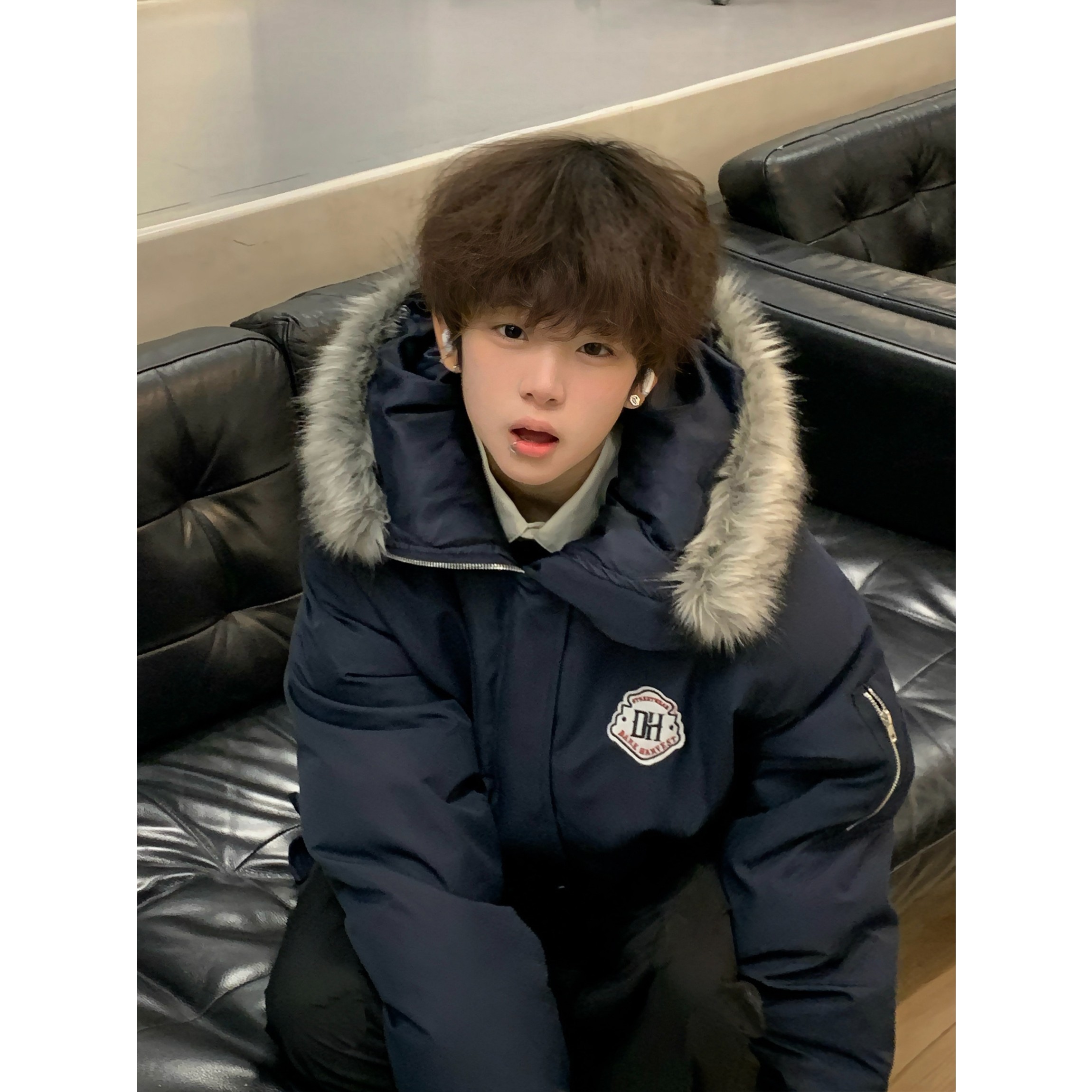 免费试穿~工装大毛领棉衣男装冬