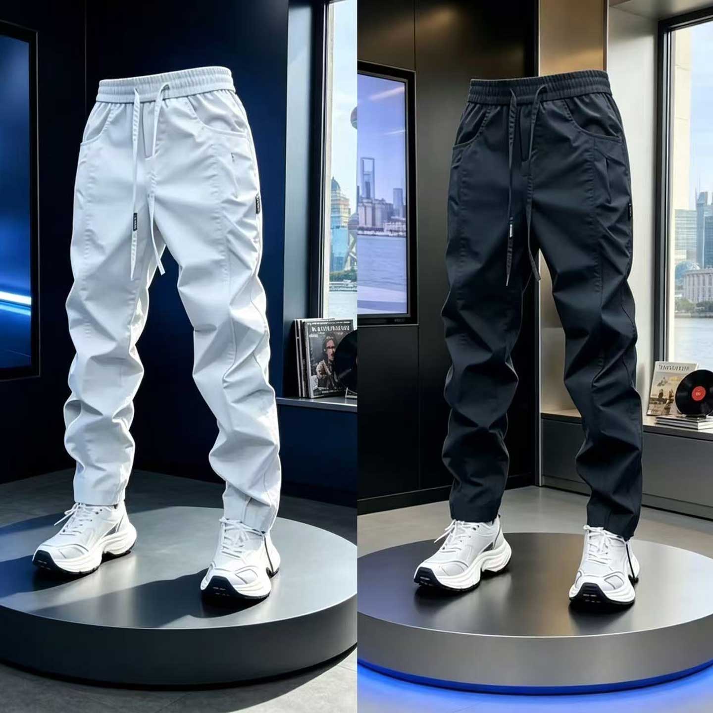 春秋新款男士潮流宽松休闲裤高品质日常百搭痞帅时尚简约小脚长裤