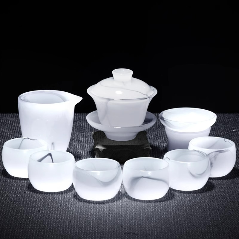 羊脂玉瓷琉璃功夫茶具套装2025新款轻奢高档家用精品高端茶杯一套