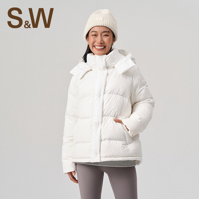 SW速惟90白鸭绒中长款连帽女