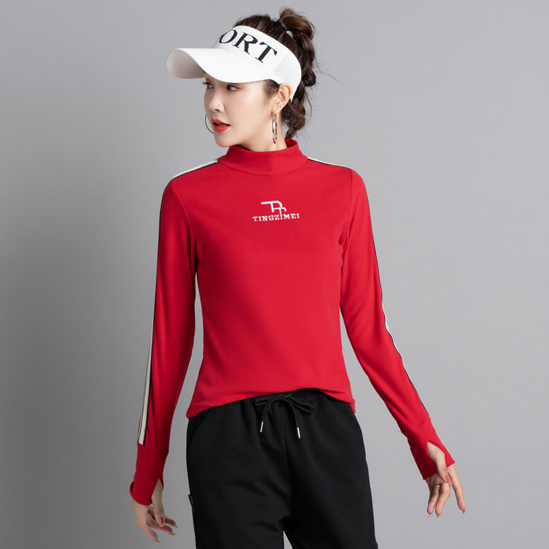 卫衣加绒跑步打底衣保暖半高领