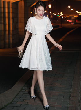 白色小晚礼服女轻奢小众高端平时可穿气质宴会生日成人礼主持人裙