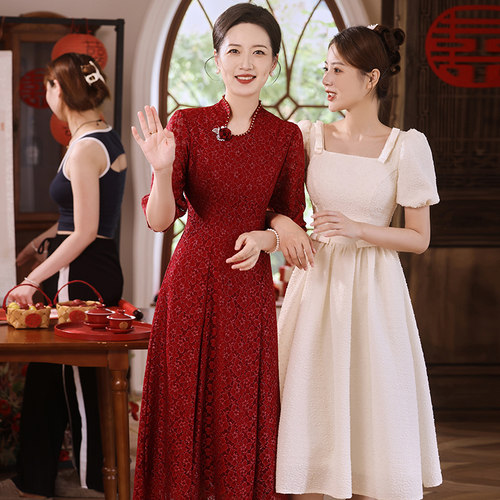 中年妈妈装婚宴晚礼服裙女