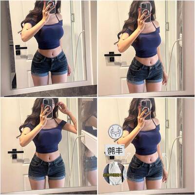 李李服饰低腰辣妹丰胯牛仔超短裤女2025夏季新款紧身显瘦卷边热裤